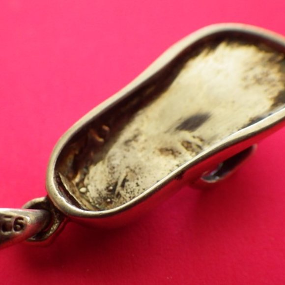 Sterling Silver Red Enamel Flip Flop Charm Pendant - Picture 2 of 4